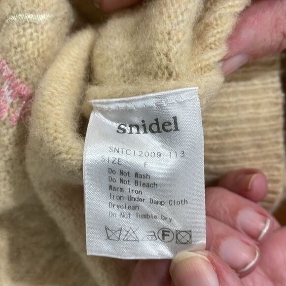 Vintage Snidel Japanese Streetwear Wool Blend Cropped Floral Applique Sweater - Picture 5 of 9